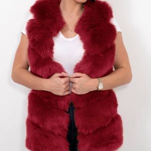 Faux Christmas holiday fur vest coat warm new